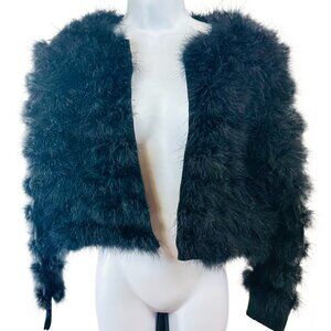 Julian McDonald Black Feather Cropped Formal Jacket - Size 8 NWT